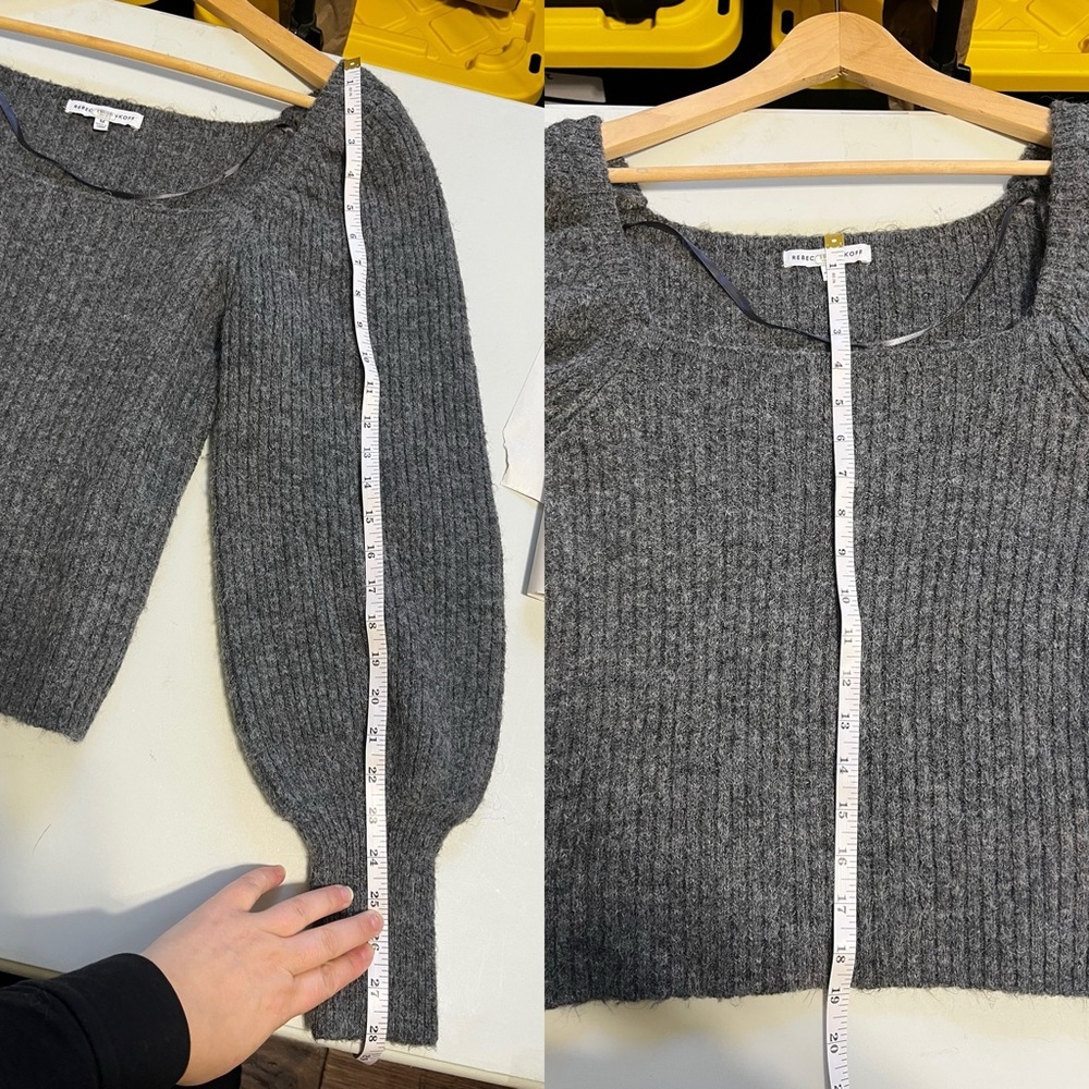 Rebecca Minkoff Grey Wool Puff Sleeve Pixi Sweater - Picture 8 of 15